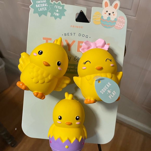 Fringe Yellow Dog Toys Set Of 3 With Squeaker - Picture 3 of 6